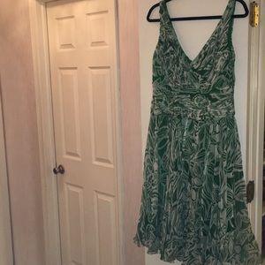 Green and white party dress